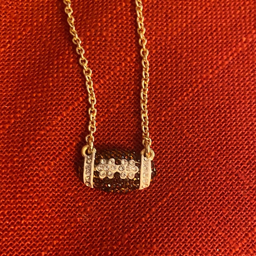 J. Crew Pave Crystal Necklace with Brown Football